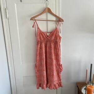 At last 100% cotton orange floral midi dress